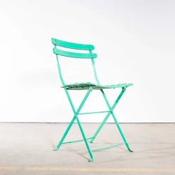 Französische erbsengrüne Outdoor Klappstühle, 1950er, 6er Set