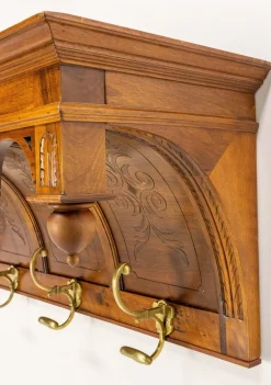 Französische Garderobe & Hutablage aus Nussholz & Bronze im Louis XIII Stil, 1900er