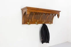 Französische Garderobe & Hutablage aus Nussholz & Bronze im Louis XIII Stil, 1900er