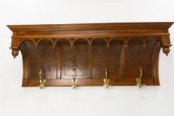 Französische Garderobe & Hutablage aus Nussholz & Bronze im Louis XIII Stil, 1900er