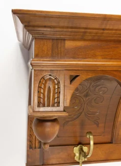 Französische Garderobe & Hutablage aus Nussholz & Bronze im Louis XIII Stil, 1900er