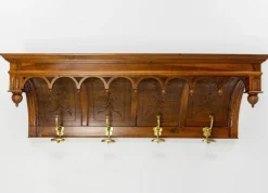 Französische Garderobe & Hutablage aus Nussholz & Bronze im Louis XIII Stil, 1900er