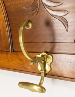 Französische Garderobe & Hutablage aus Nussholz & Bronze im Louis XIII Stil, 1900er
