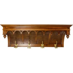 Französische Garderobe & Hutablage aus Nussholz & Bronze im Louis XIII Stil, 1900er
