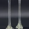 Französische Gladiolen Geriffelte Jugendstil Glasvasen, 1890er, 2er Set