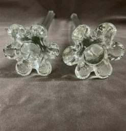 Französische Gladiolen Geriffelte Jugendstil Glasvasen, 1890er, 2er Set