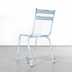 Französische Himmelblaue Metall Gartenstühle von Tolix, 1950, 4er Set
