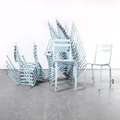 Französische Himmelblaue Metall Gartenstühle von Tolix, 1950, 4er Set