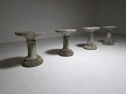 Französische Hocker oder Beistelltische aus Gussbeton, 1970er, 4er Set