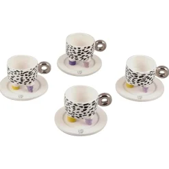Französische Kaffeetassen aus Steingut, 8 . Set