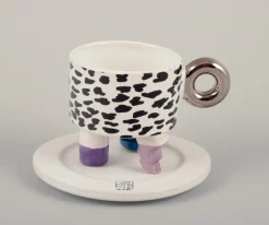Französische Kaffeetassen aus Steingut, 8 . Set
