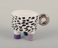 Französische Kaffeetassen aus Steingut, 8 . Set