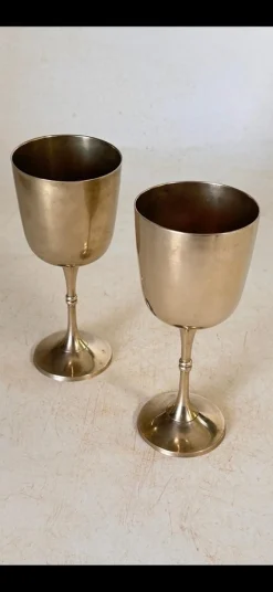 Französische Kelche aus versilbertem Metall, Frankreich, 1960er, 2er Set