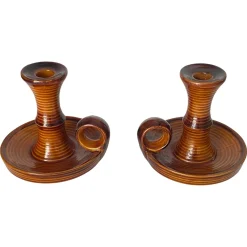 Französische Kerzenhalter aus Keramik von Saint Clement, 1970er, 2er Set