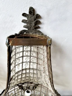 Französische Korb Wandleuchten aus Bronze & Kristallglas im Empire Stil, 1920er, 2er Set