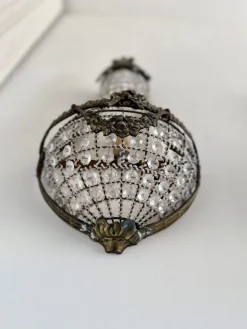 Französische Korb Wandleuchten aus Bronze & Kristallglas im Empire Stil, 1920er, 2er Set