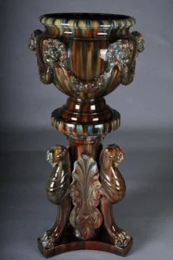 Französische Majolika Blumenvase von Clement Massier