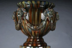 Französische Majolika Blumenvase von Clement Massier