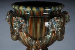 Französische Majolika Blumenvase von Clement Massier