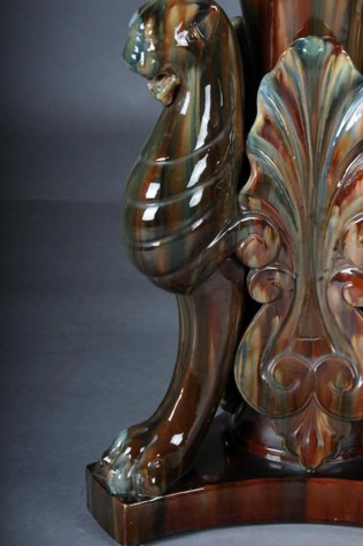 Französische Majolika Blumenvase von Clement Massier