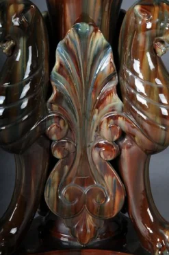 Französische Majolika Blumenvase von Clement Massier