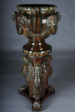 Französische Majolika Blumenvase von Clement Massier