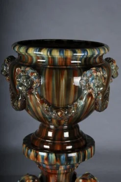 Französische Majolika Blumenvase von Clement Massier