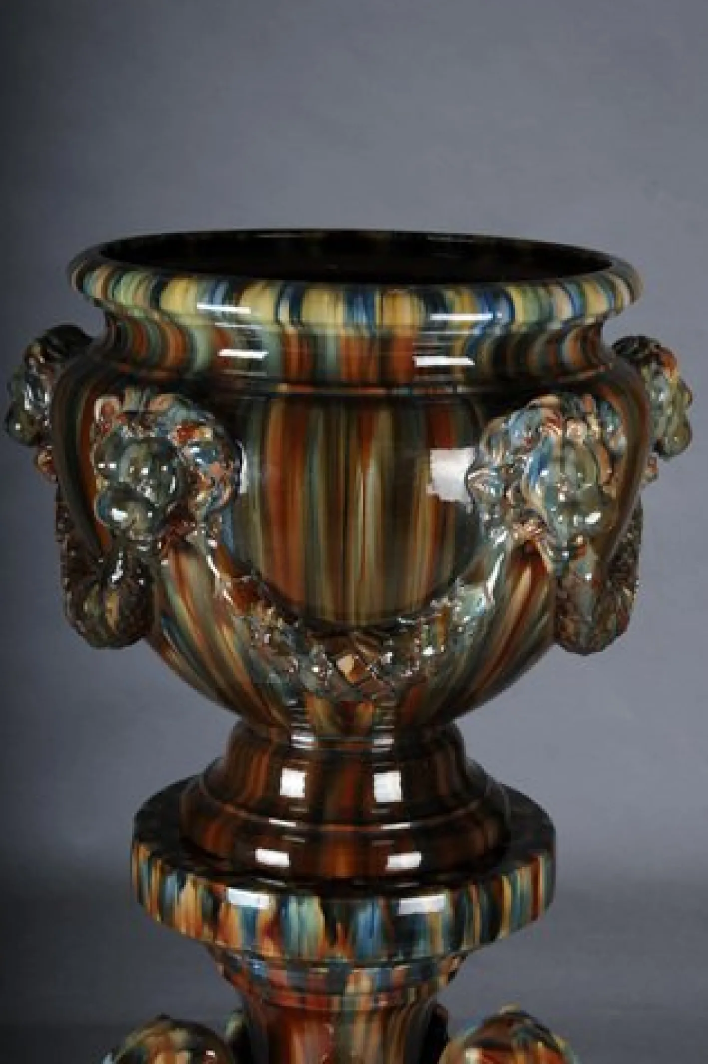 Französische Majolika Blumenvase von Clement Massier
