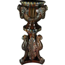 Französische Majolika Blumenvase von Clement Massier