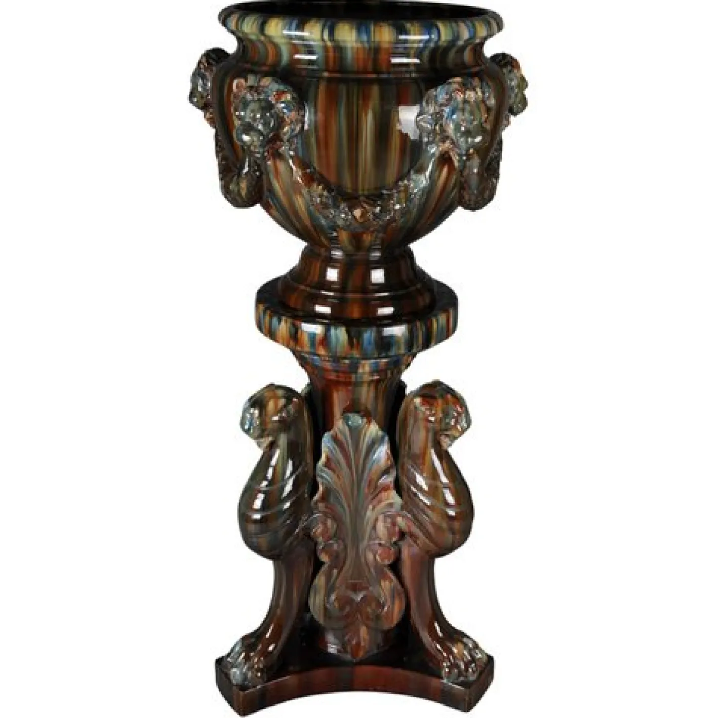Französische Majolika Blumenvase von Clement Massier