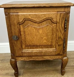 Französische Nachttische aus Eichenholz mit Marmorplatten, 3er Set