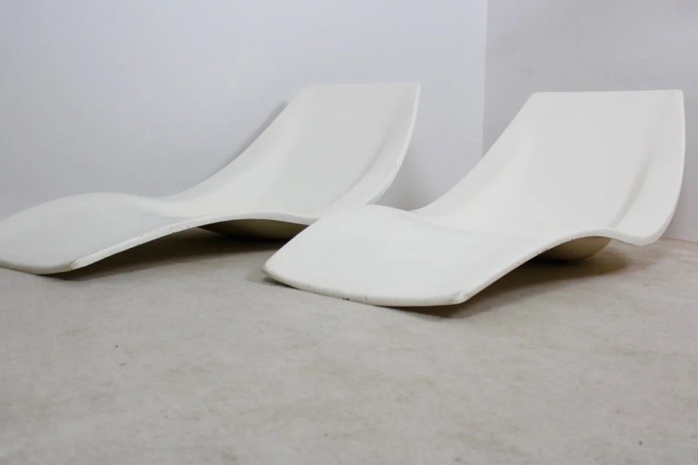 Französische Patio- oder Pool-Chaiselongues aus Polyester, 1960er, 2er Set