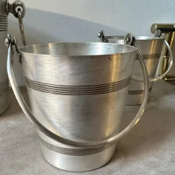 Französischer Art Deco Aluminium Weinkühler & Eiskübel von Reneka, 1930er, 3er Set