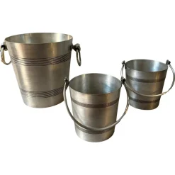 Französischer Art Deco Aluminium Weinkühler & Eiskübel von Reneka, 1930er, 3er Set