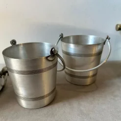 Französischer Art Deco Aluminium Weinkühler & Eiskübel von Reneka, 1930er, 3er Set