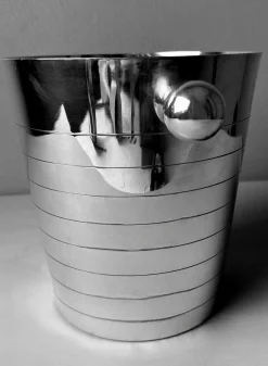 Französischer Art Deco Edelstahl Champagner Eimer, 1950er
