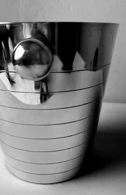 Französischer Art Deco Edelstahl Champagner Eimer, 1950er