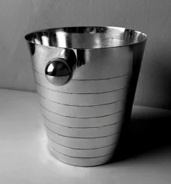 Französischer Art Deco Edelstahl Champagner Eimer, 1950er