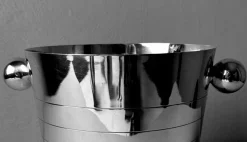 Französischer Art Deco Edelstahl Champagner Eimer, 1950er