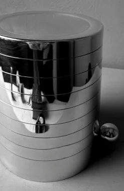 Französischer Art Deco Edelstahl Champagner Eimer, 1950er