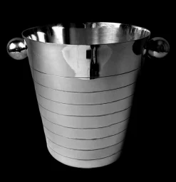 Französischer Art Deco Edelstahl Champagner Eimer, 1950er