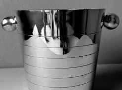 Französischer Art Deco Edelstahl Champagner Eimer, 1950er