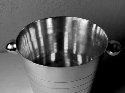 Französischer Art Deco Edelstahl Champagner Eimer, 1950er