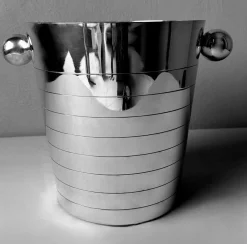 Französischer Art Deco Edelstahl Champagner Eimer, 1950er