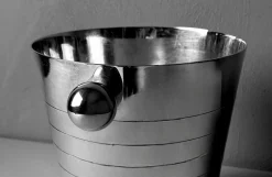 Französischer Art Deco Edelstahl Champagner Eimer, 1950er