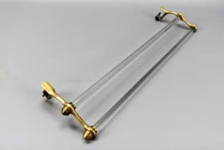 Französischer Art Deco Glas Handtuchhalter mit Messing Endstücken, 1930er