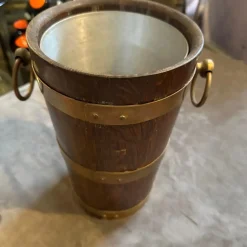 Französischer Art Deco Vintage Weinkühler aus Eiche & Kupfer von Geraud Lafitte, 1940er