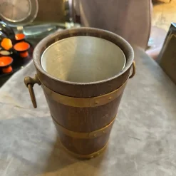 Französischer Art Deco Vintage Weinkühler aus Eiche & Kupfer von Geraud Lafitte, 1940er