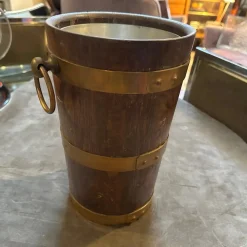 Französischer Art Deco Vintage Weinkühler aus Eiche & Kupfer von Geraud Lafitte, 1940er