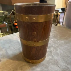 Französischer Art Deco Vintage Weinkühler aus Eiche & Kupfer von Geraud Lafitte, 1940er